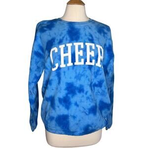 Tie Dye Cheer Varsity Blue Ribbed Crew Neck Pullover ST24